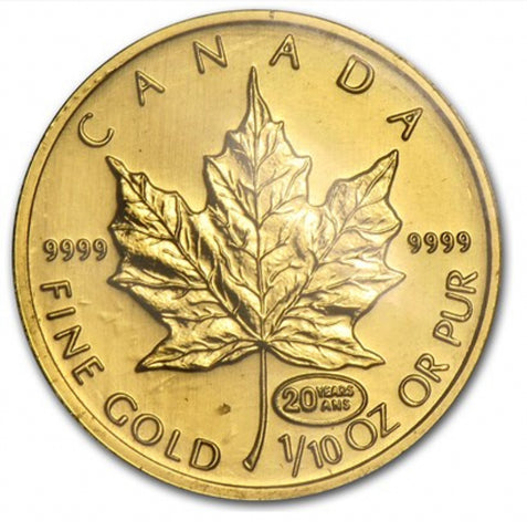 1999 Canada 1/10 oz Gold Maple Leaf BU (20 Years ANS Privy) ----ONLY 1 AVAILABLE----