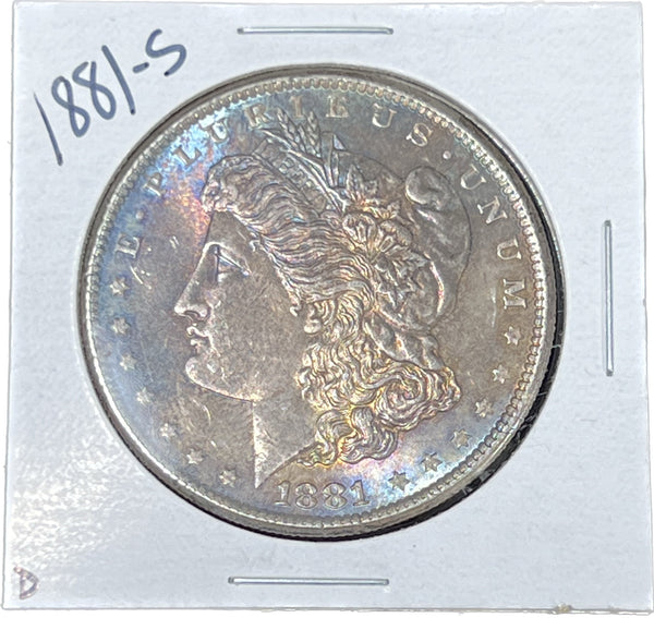 1881 S NEON Blue/Purple OBV & Light GOLDEN "PL" REV Morgan Silver DOLLAR BUY IT NOW!!! Click Full Details to BUY!!