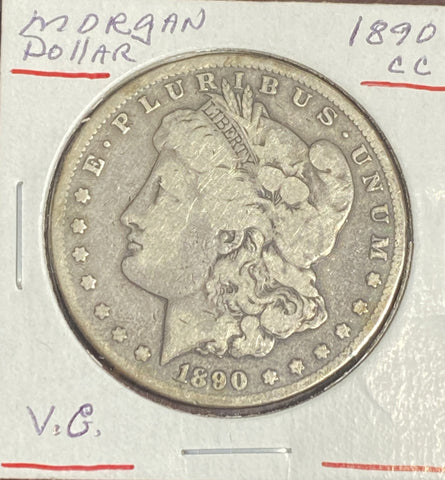 1890 Carson City Mint Morgan Silver Dollar VG+