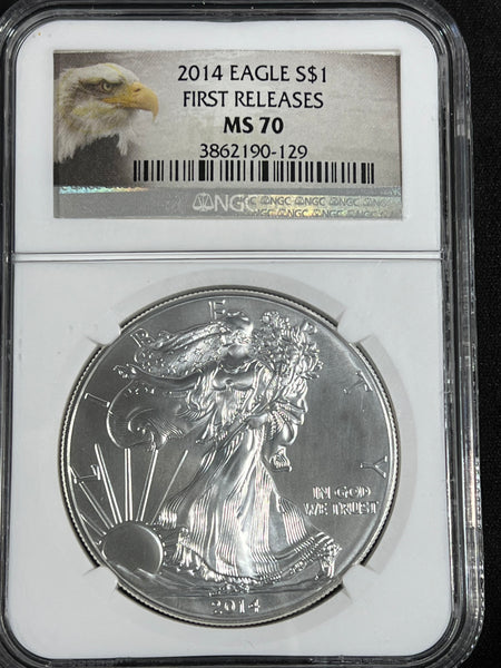 2014 AMERICAN SILVER EAGLE Ms70 NGC 'First Release" Case!!  **FREE SHIPPING** Click MORE DETAILS to BID!! Bid Starts @ $90