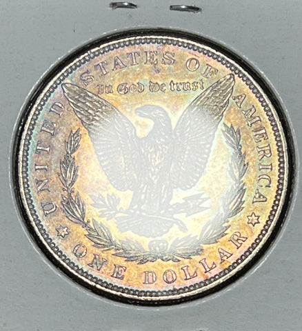 1887 P GOLD/Rainbow/BLUE **PL** ALL-Over-Toned MORGAN  **FREE SHIPPING** BUY it NOW