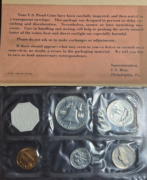 1963 P 5 Coin Proof Set in CELLO w/Benjamin Half Dollar and 90% Silver Half, Quarter and Dime *Free Shipping* **Click Here to Bid**