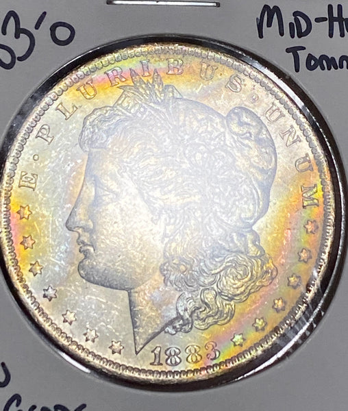 1883 O BRIGHT ORANGE/Rainbow MID-High END TONED Morgan Silver Dollar  **FREE SHIPPING** Click MORE DETAILS to BID!!