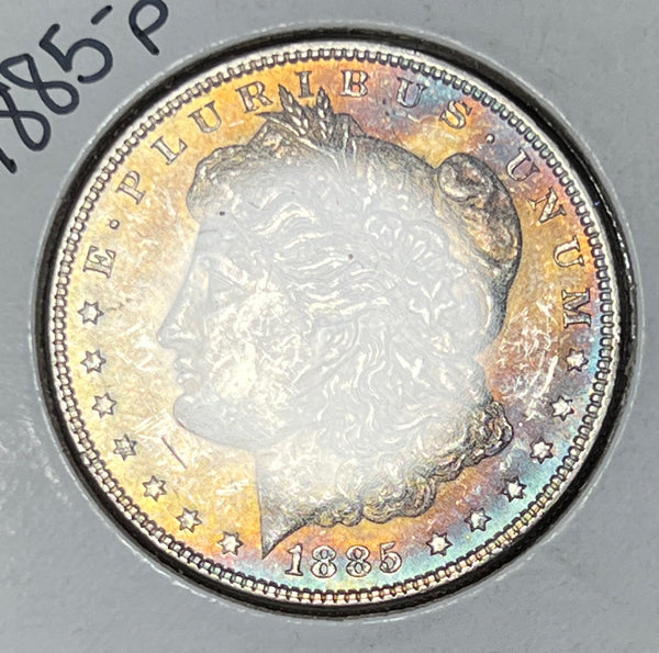 1885 P NEON RAINBOW Proof Like Obverse SUPER CRISP PL REVERSE Morgan SIlver Dollar  **Free Shipping** BUY IT Now!!!