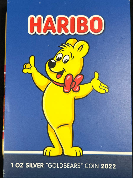 2022 1 Oz SILVER "GoldBears" Haribo 100th Anniversary (24K Gold Plated) Samoa Minted Collectible *Free Shipping* ^^CURRENT BID @ $195^^ **Ends Thursday July 14th!!**