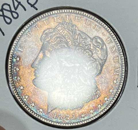 1884 P NEON ORANGE BLUE RIM OBV & NEON RAINBOW REVERSE Morgan Silver Dollar  **Free Shipping** BUY IT Now!!!