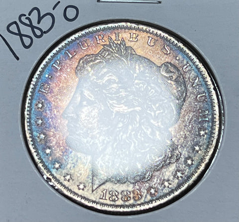 1883 O NEON BLUE/Rainbow ALL OVER TONER Morgan Silver Dollar  **Free Shipping** BUY IT Now!!!