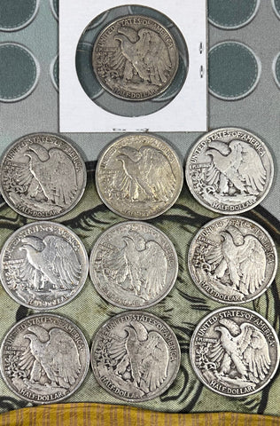 **MONDAY SPECIAL** 1 Half Roll of (10) WALKING LIBERTY Half Dollars RIP-N-SHIP!! READ ENTIRE DESCRIPTION BEFORE BUYING!!! *ONLY 6 Rolls Available  for MONDAYS Wheat Cent Live Event!!**