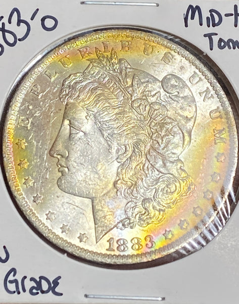 1883 O BRIGHT ORANGE/Rainbow MID-High END TONED Morgan Silver Dollar  **FREE SHIPPING** Click MORE DETAILS to BID!!