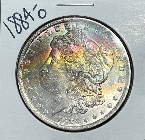 1884 O NEON RAINBOW TONER MORGAN SILVER DOLLAR **FREE SHIPPING** BUY it NOW!!