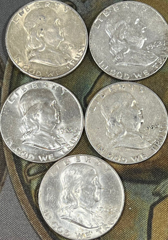 BENJAMIN FRANKLIN 90% SILVER HALF DOLLARS **PRICE SHOWN INCLUDES SHIPPING**