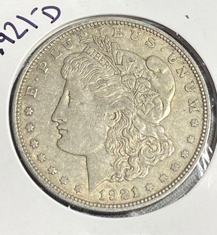 1921 D MORGAN SILVER Dollar AU CONDITION **BOOK FILLER** **FREE SHIPPING** CLICK FULL DETAILS TO BID!! A