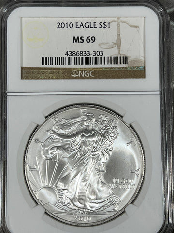 2010 AMERICAN SILVER EAGLE Ms69 NGC NEAR PERFECT COIN!!  **FREE SHIPPING** Click MORE DETAILS to BID!! Bid Starts @ $55