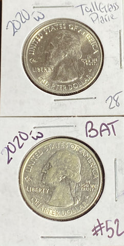 (2) West Point Quarters (1) 2020 Bat Quarter & (1) 2020 Tall Grass Prairie  **FREE SHIPPING** BUY it NOW!!