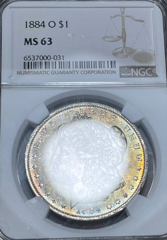 1884 O NGC Ms63 w/AMAZING TONED OBV Graded MORGAN **FREE SHIPPING** Click FULL DETAILS to BID!!
