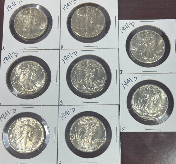 MS WALKING LIBERTY 90% SILVER HALF DOLLARS  **PRICE SHOWN INCLUDES SHIPPING** NEW ITEMS ADDED 6/17/22