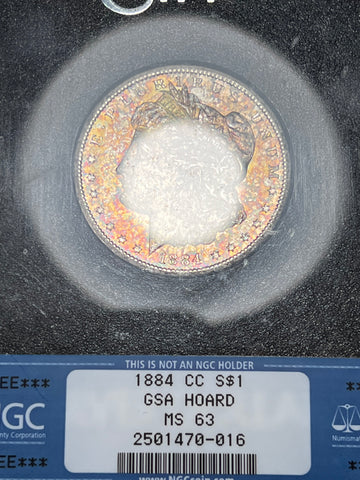 1884 CC **GSA** NGC Ms63 SUPER TONED PATTERNED OBV Graded MORGAN **FREE SHIPPING** BUY it NOW!!
