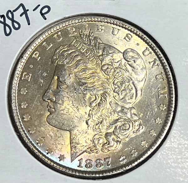 1887 P TRUE NEON RAINBOW PL OBVERSE GOLD Reverse Toner Morgan  **FREE SHIPPING** BUY it NOW