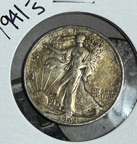 1941 S TONED AU GRADE WALKING LIBERTY Half Dollar **Key MINT FOR THIS DATE** **FREE SHIPPING** *Click FULL DETAILS TO BID!!*