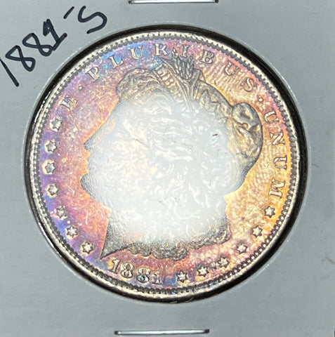 1881 S MONSTER PURPLE/PINK OBV & GOLD REV SUPER TONER MORGAN SILVER DOLLAR **FREE SHIPPING** BUY it NOW!!