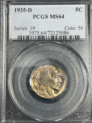 1935 D Ms64 PCGS Buffalo Nickel with INSANE TONE & LUSTER!! **FREE SHIPPING** CLICK FULL DETAILS TO BID!! Bid starts @ $145