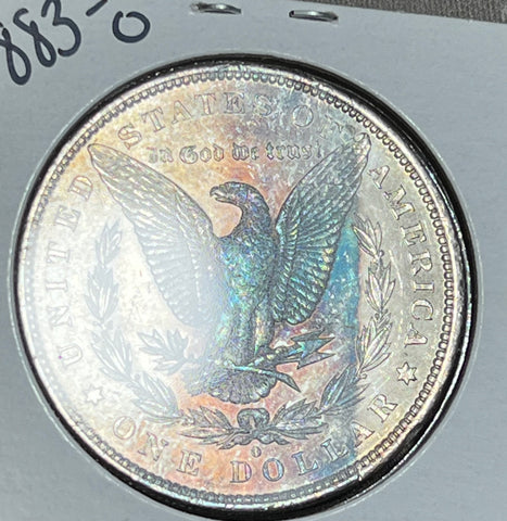 1883 O Bright BLUE STREAK on REV & Slight Blue on OBV MS CONDITION TONED MORGAN!!  **FREE SHIPPING** CLICK HERE TO Buy!!