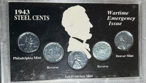 1943 Steel Cents GEM/BU Condition ALL MINTS in Plastic Holder  **Free Shipping** CLICK FULL DETAILS TO BID!!