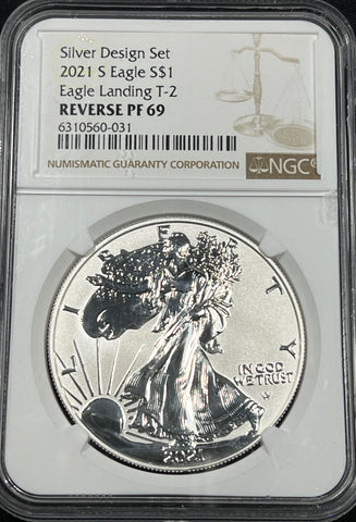 2021 AMERICAN SILVER EAGLE 'S Mint' PF69 'Reverse Proof' Type 2 NGC Graded!  **FREE SHIPPING** Click MORE DETAILS to BID!! Bid Starts @ $160