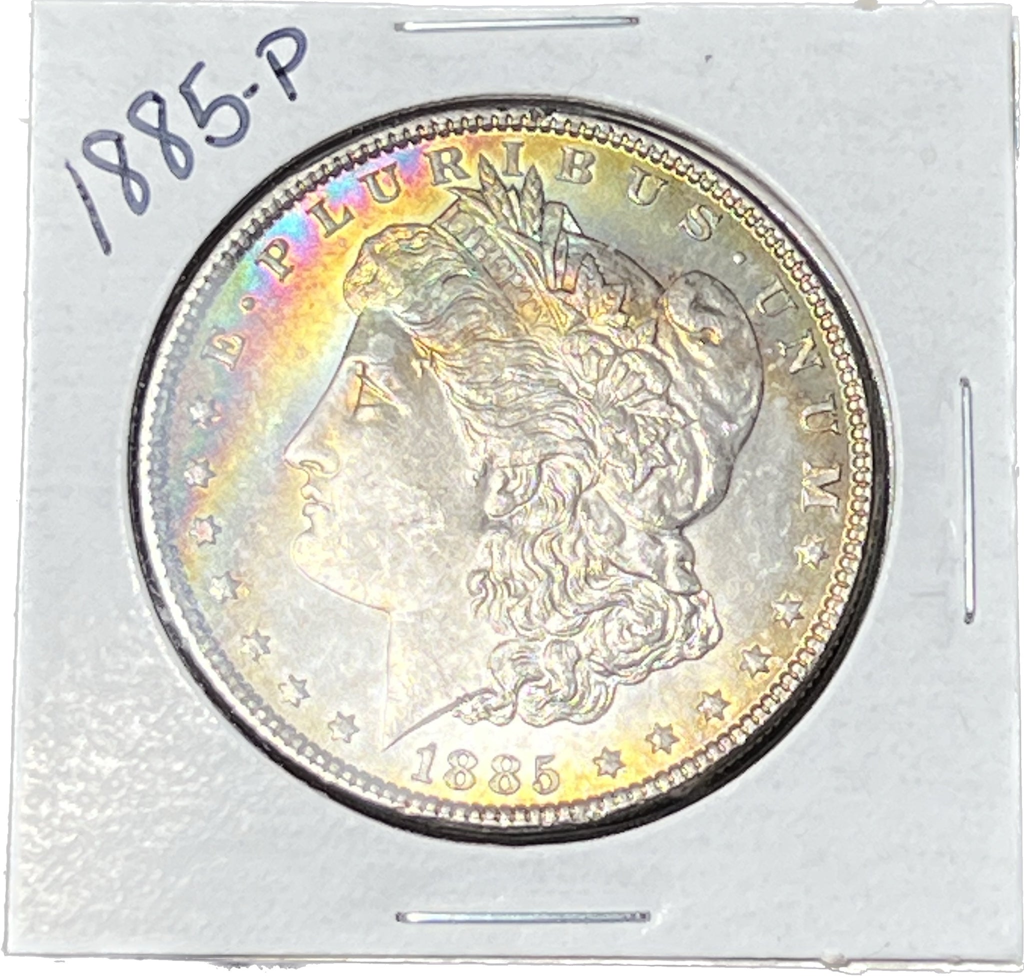 1885 P NEON Rainbow OBV & Golden Rim Rev Toned Morgan Silver DOLLAR BUY IT NOW!!! Click Full Details to BUY!!