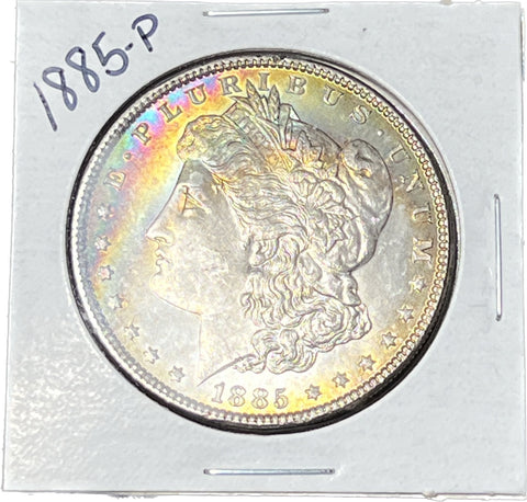 1885 P NEON Rainbow OBV & Golden Rim Rev Toned Morgan Silver DOLLAR BUY IT NOW!!! Click Full Details to BUY!!