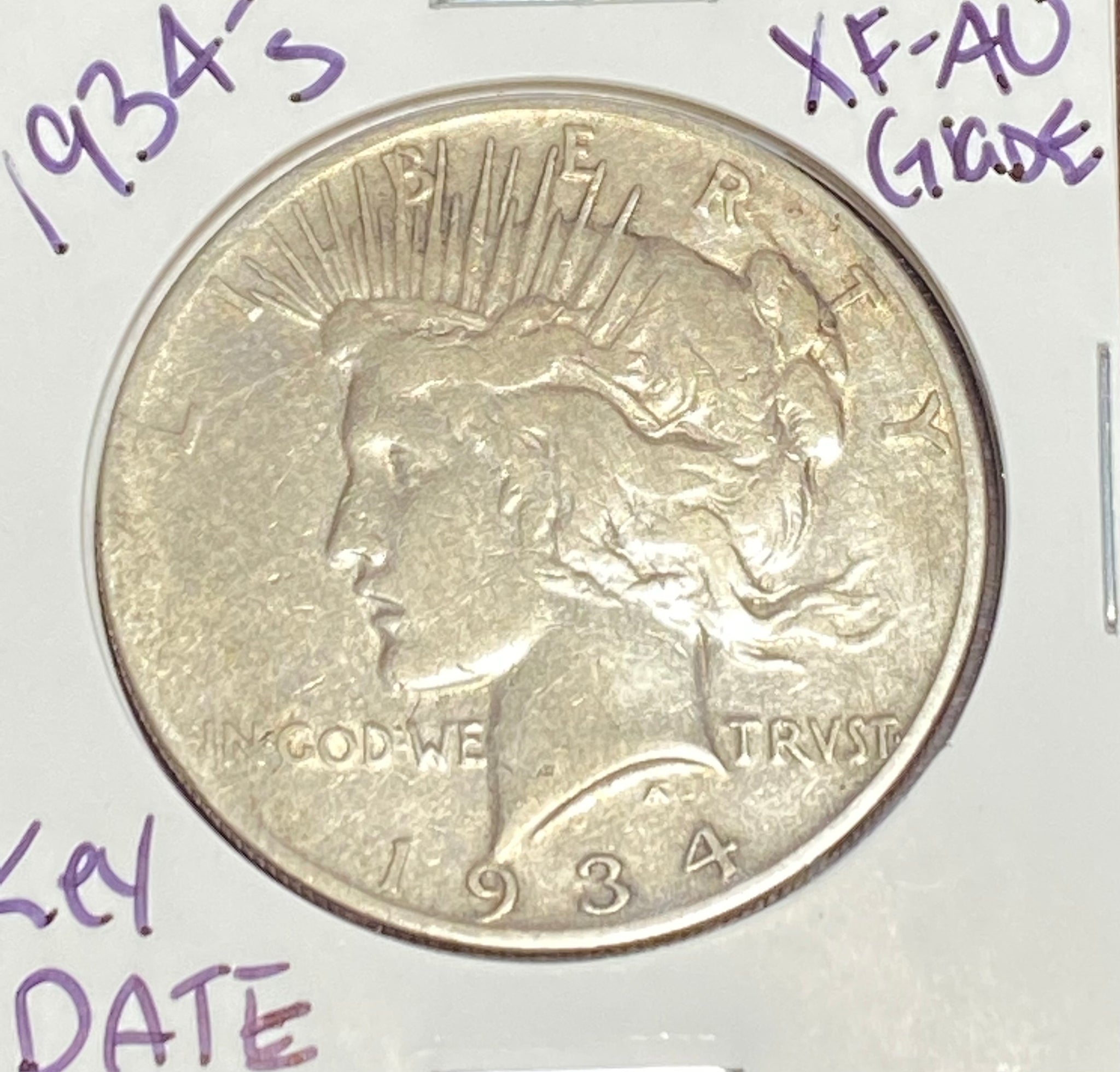 1934 S **KEY DATE** Peace Dollar {XF-AU GRADE} **FREE SHIPPING** **CLICK FULL DETAILS TO BID**