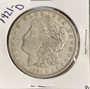 1921 D MORGAN SILVER Dollar AU CONDITION **BOOK FILLER** **FREE SHIPPING** CLICK FULL DETAILS TO BID!! B