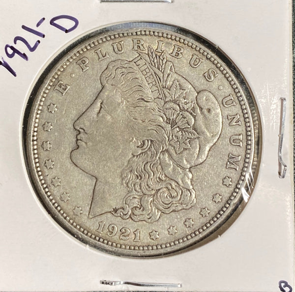 1921 D MORGAN SILVER Dollar AU CONDITION **BOOK FILLER** **FREE SHIPPING** CLICK FULL DETAILS TO BID!! B