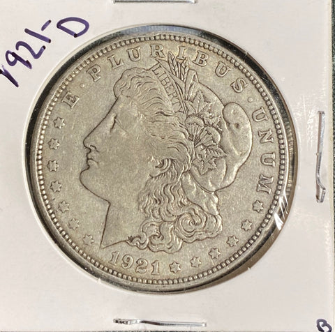 1921 D MORGAN SILVER Dollar AU CONDITION **BOOK FILLER** **FREE SHIPPING** CLICK FULL DETAILS TO BID!! B