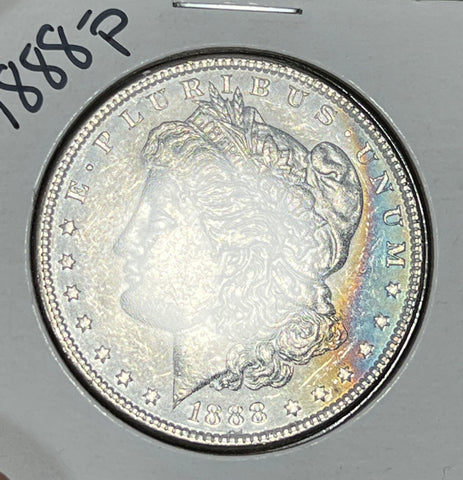 1888 P NEON Rainbow TONED Crisp Obverse SUPER CRISP Reverser Morgan  **FREE SHIPPING** BUY it NOW