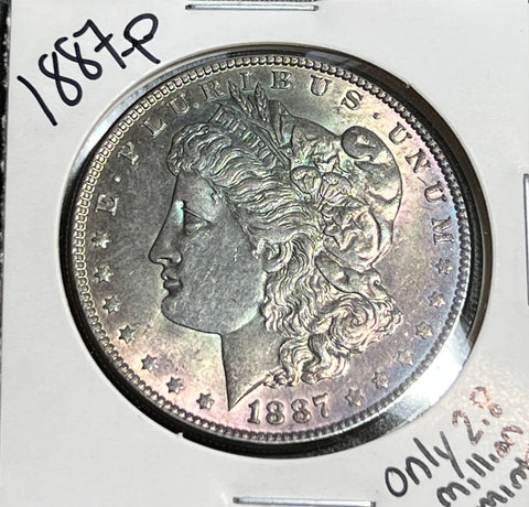 1887 P DARK PINK/PURPLE OBV & Rainbow Elevation Toned Reverse Morgan   **FREE SHIPPING** CLICK FULL DETAILS TO BID!!