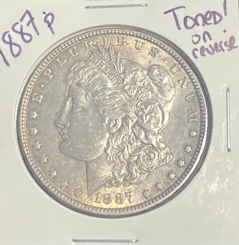 1887 P Morgan Silver Dollar Raw High Grade and TONED on Reverse!!