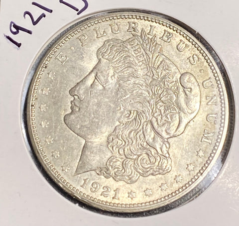 1921 D MORGAN SILVER Dollar AU CONDITION **BOOK FILLER** **FREE SHIPPING** CLICK FULL DETAILS TO BID!! C