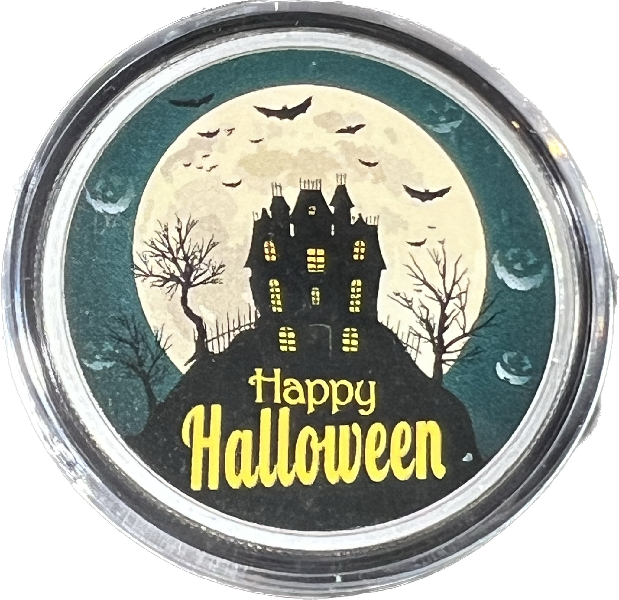 HALLOWEEN 1 OZ Silver Round "Happy Halloween Moon & House"