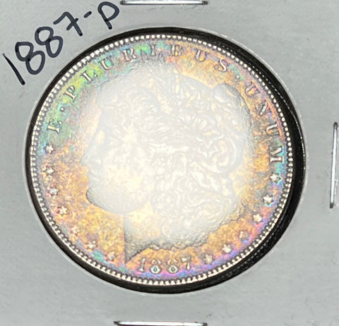 1887 P SUPER NEON RainbowToned OBV Crisp REVERSE MORGAN  **FREE SHIPPING** BUY it NOW