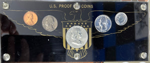 1956 P 5 Coin Proof Set w/Benjamin Half Dollar and 90% Silver Half, Quarter and Dime in a "Murica" Hard Plastic Case *Free Shipping* **Click Here to Bid**