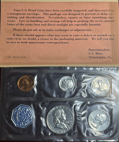1963 P 5 Coin Proof Set in CELLO w/Benjamin Half Dollar and 90% Silver Half, Quarter and Dime *Free Shipping* **Click Here to Bid**