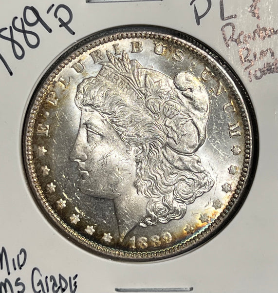 1889 P GOLD/Rainbow RIM TONER MS GRADE RAW MORGAN SILVER DOLLAR **FREE SHIPPING** Buy It Now!