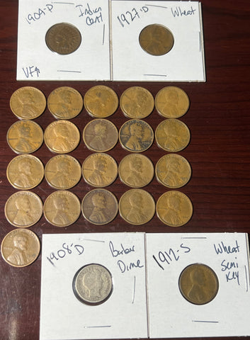 **WHEAT ROLLS** 1 Roll of (25) WHEAT CENTS **ALL UNDER 1930's**   READ ENTIRE DESCRIPTION BEFORE BUYING!!! **