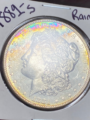 1881 S NEON RAINBOW Toning MS GRADE Morgan Silver DOLLAR **FREE SHIPPING**