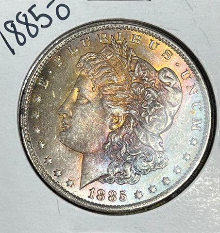 1885 O NEON RAINBOW OBV SLIGHT GOLD REV TONER MORGAN SILVER DOLLAR **FREE SHIPPING** BUY it NOW!!