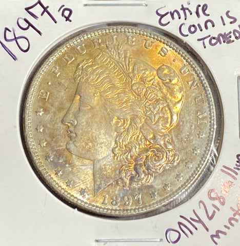 1897 P GOLD ALL OVER/Rainbow TONED MS GRADE RAW MORGAN SILVER DOLLAR **FREE SHIPPING** Buy It Now!