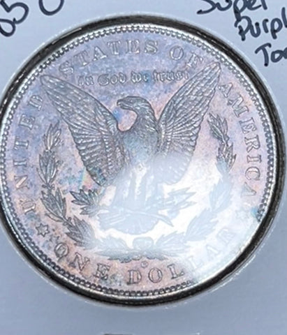 1885 O NEON PURPLE REV & RED CRISP OBV Super TONER MORGAN SILVER DOLLAR **FREE SHIPPING** BUY it NOW!!