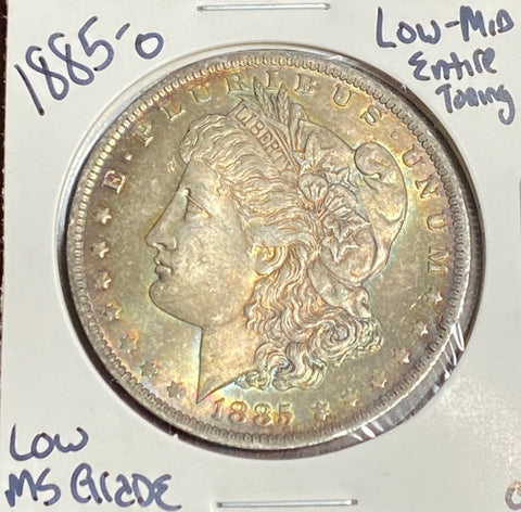 1885 O RAINBOW/GOLD LOW-MID Entire Coin TONER Morgan SIlver Dollar  **Free Shipping** BUY IT Now!!!