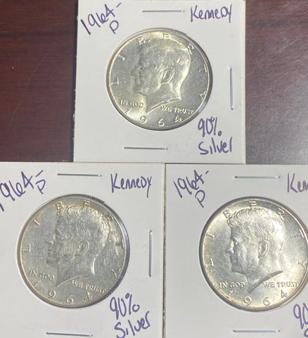 (4) 1964-P 90% Kennedy Half Dollar AU Lot **Free Shipping** **CLICK HERE TO BID!!**